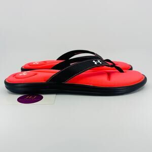 Under Armour Marbella Comfort Flip Flop Thong Sandals Black/Coral Size 12